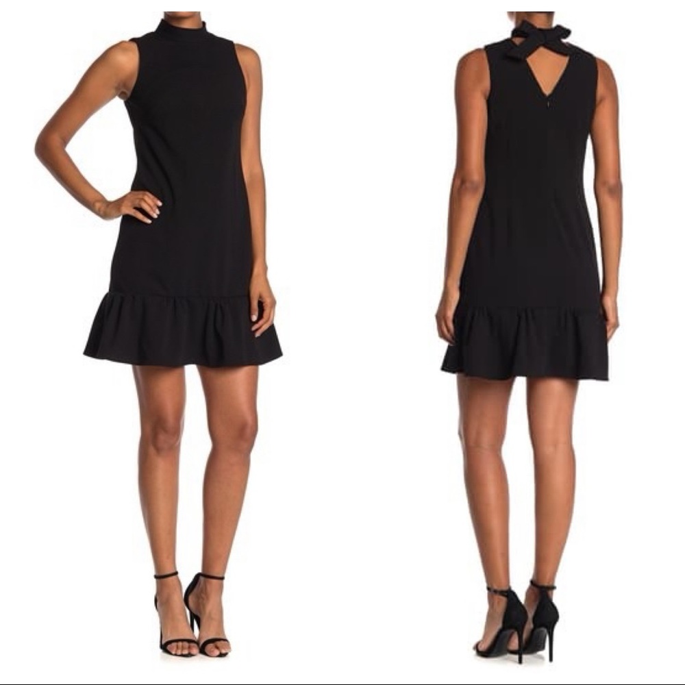 Calvin Klein Mock Neck Sleeveless Ruffled Dress